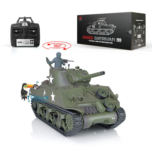 Henglong 1/16 2.4G TK7.0 Plastic USA M4A3 Sherman 3898 RTR RC Tank 360 Degrees Turret Infrared Combat BB Smoke Metal Barrel