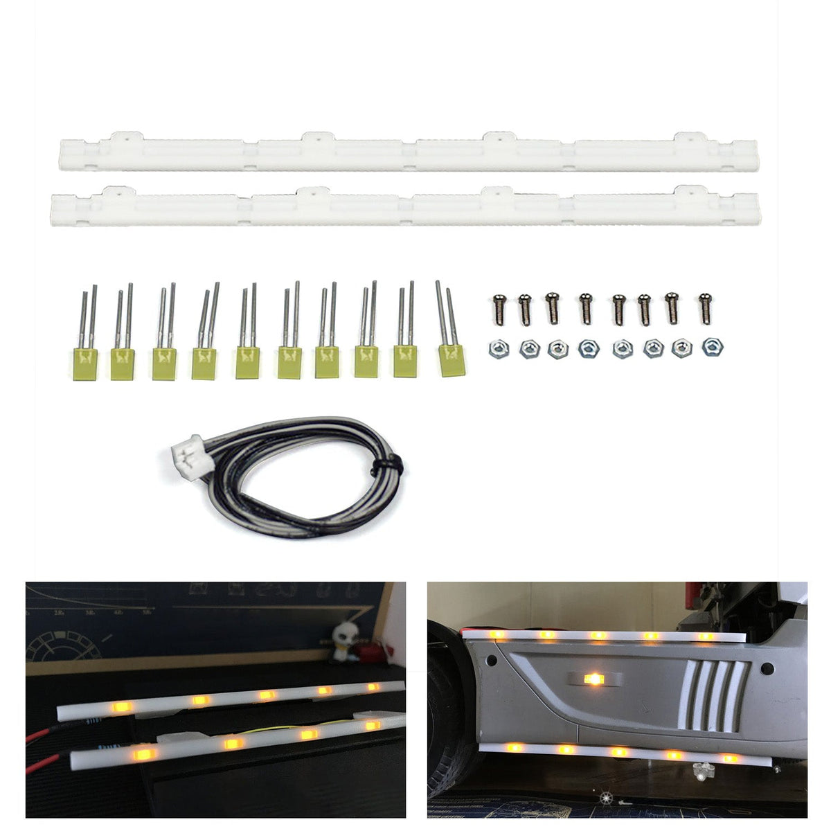 3V LED Kunststoff Seitenschweller Lichtleiste 5 Perlen für 1/14 DIY TAMIYA RC Traktor LKW Modell FH16 R620 Anhänger Engineering Fahrzeug Auto