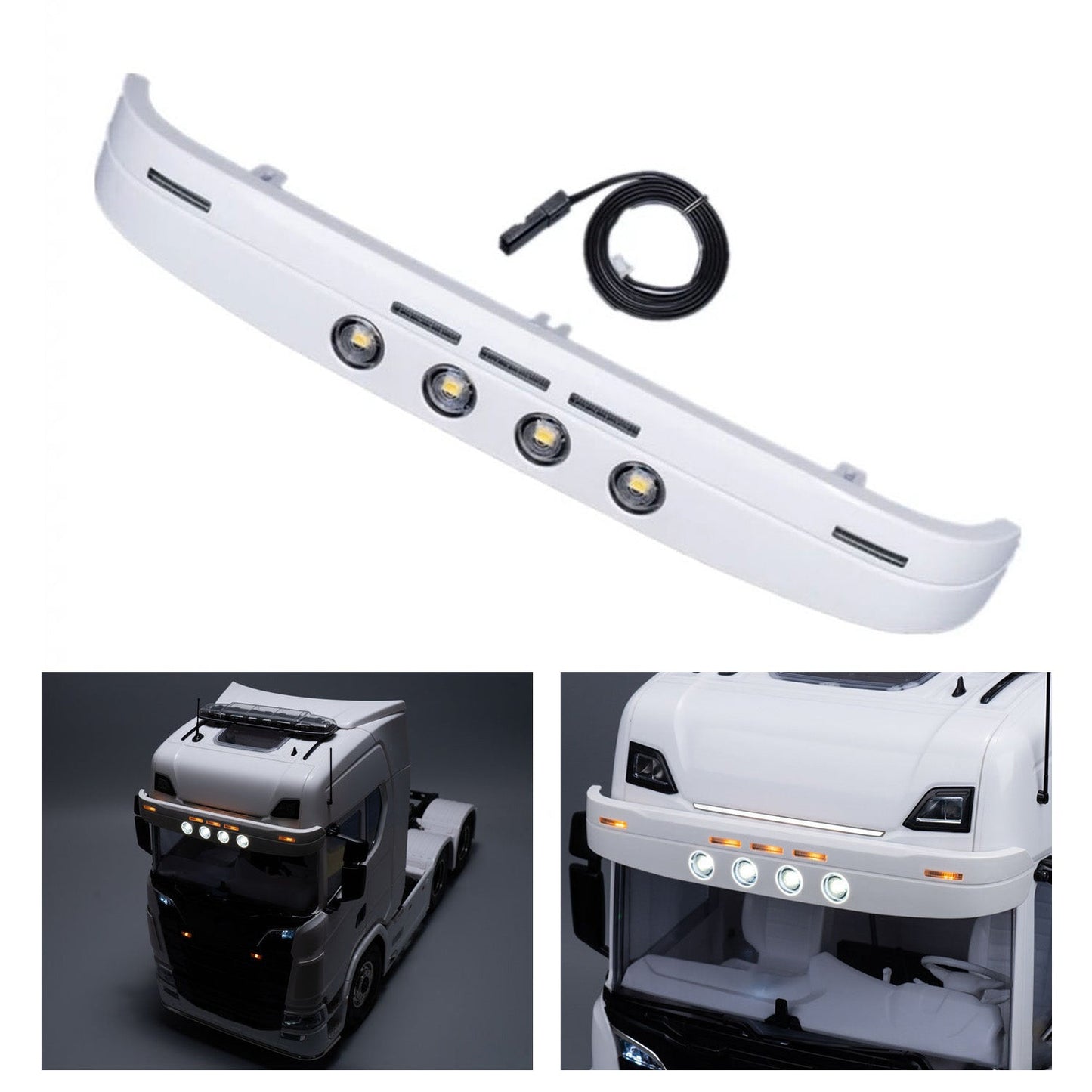 Sonnenblende aus Kunststoff, 5–9 V, LED-Licht für 1/14 Fernbedienung Tamiya Sattelzugmaschine SC 770S 6X4 4X2 56373 RC LKW Auto Upgrade-Teil
