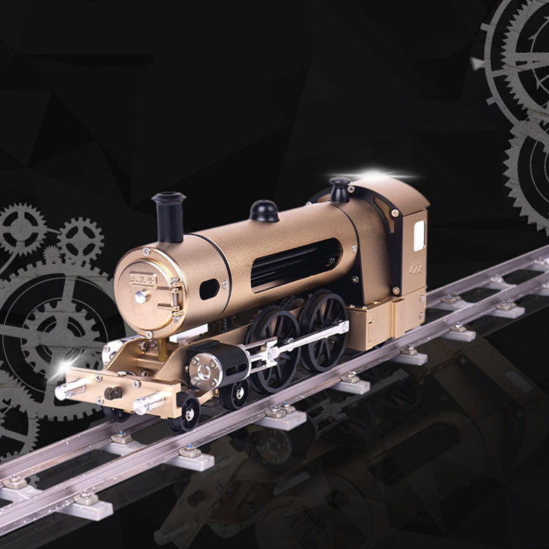 TECHING Elektrischer Dampfzug aus Aluminiumlegierung, DIY-Maschinen, Modellbau-Zubehör-Kits, Kunstwerke, zerlegt, 300 x 77 x 125 mm