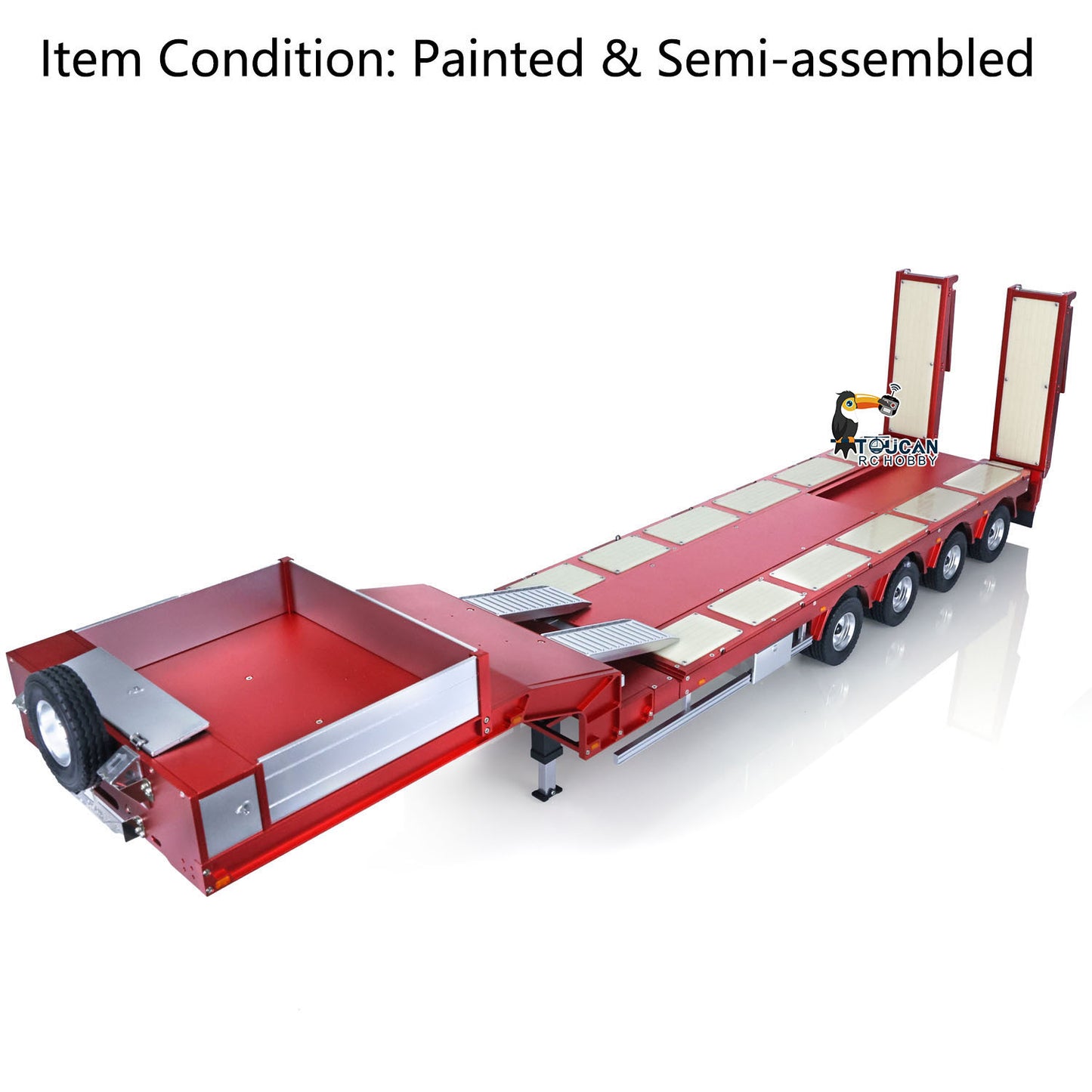 1/14 Scale Lowboy Trailer Aluminum Alloy 997-V2 Electric Leg and Tail Ramp