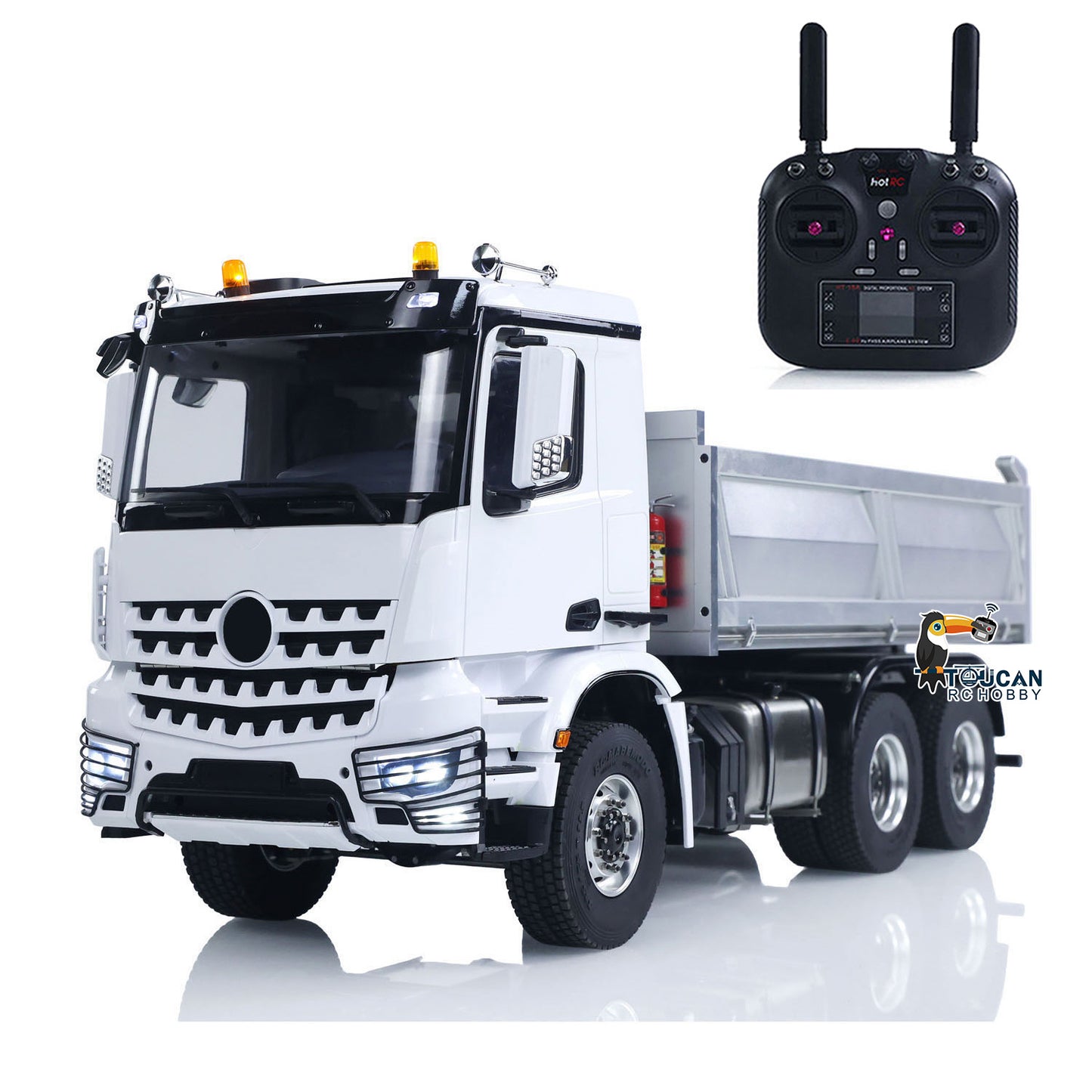 MD 6X6 Dumper Metal 1/14 6x6 Hydraulic Dump Truck with 2-Speed Gearbox and Full Electronics Package including Lights Sound and Receiver without Battery or Charger