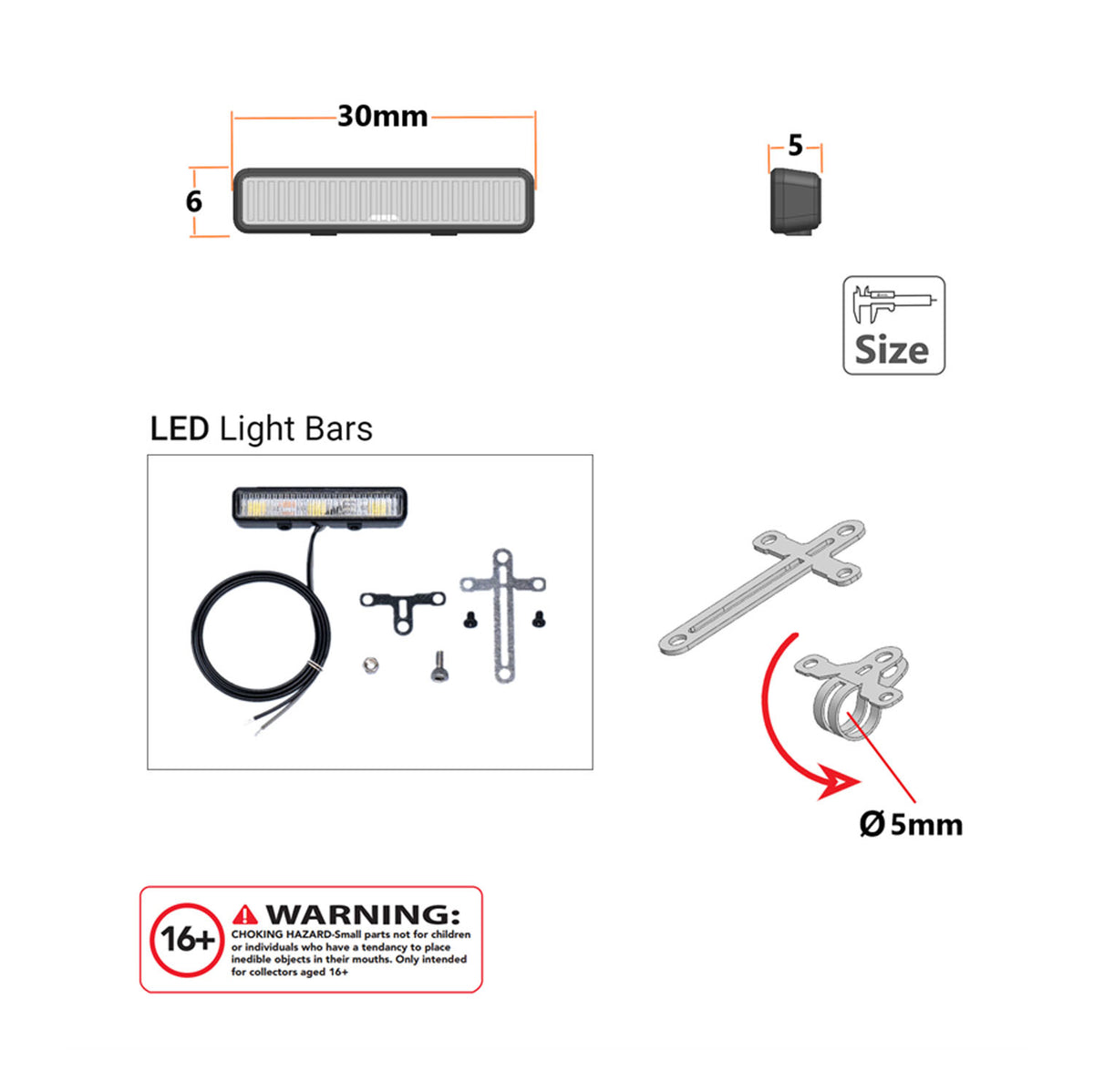 2,2 V-3 V LED-Kunststoff-Dachstrahler für DIY TAMIYA 1/14 RC Traktor-LKW-Crawler Geländewagen-Engineering-Fahrzeug-Hydraulikkipper