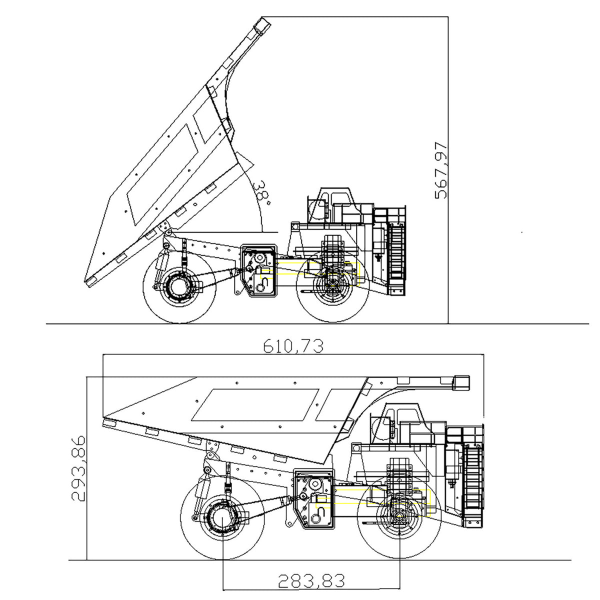 LZGH-C793D 1/20 Scale Metal RC Mine Dump Truck Hydraulic Lifting Rock Tire w/Radio & Battery