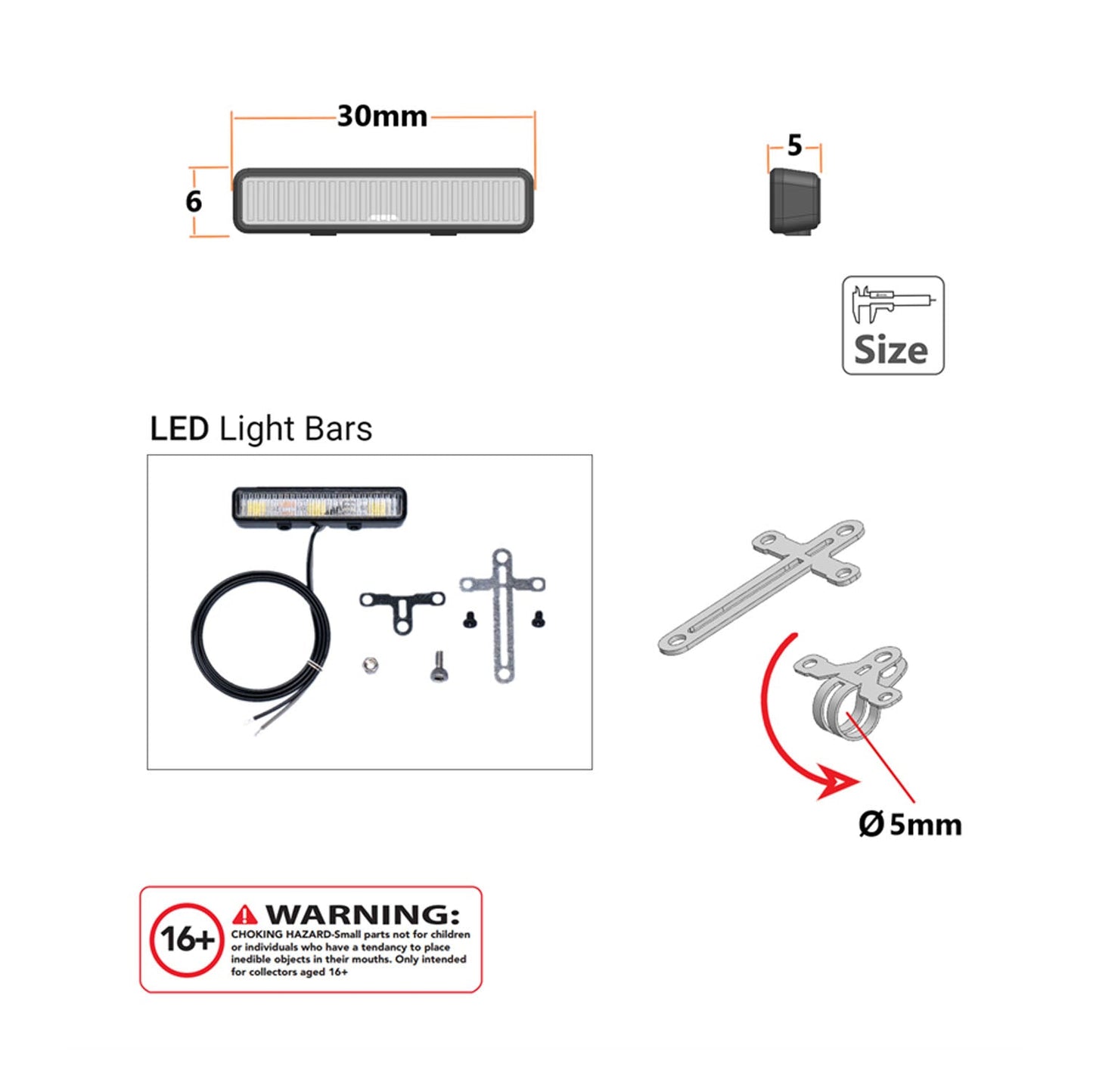 2,2 V-3 V LED-Kunststoff-Dachstrahler für DIY TAMIYA 1/14 RC Traktor-LKW-Crawler Geländewagen-Engineering-Fahrzeug-Hydraulikkipper