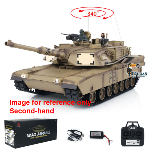 Second Hand CN Sock 2.4Ghz Henglong 1/16 Scale 7.0 Plastic Ver M1A2 Abrams RTR RC Tank 3918 Model
