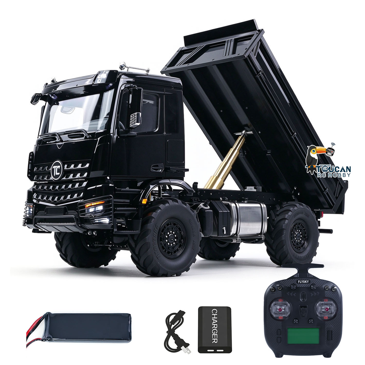 TOUCAN RC HOBBY MD 3363 1/14 4x4 Metal RC Dumper Remote Control Hydraulic Tipper 2Speed Gearbox Differential Locks ST8 Remote Controller for Adults