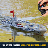 2.4GHz RC High Speed Boat Remote Control Aircraft Carrier Warship S19 Electric Water Toys RTR Battery Dual Motor USB Charge
