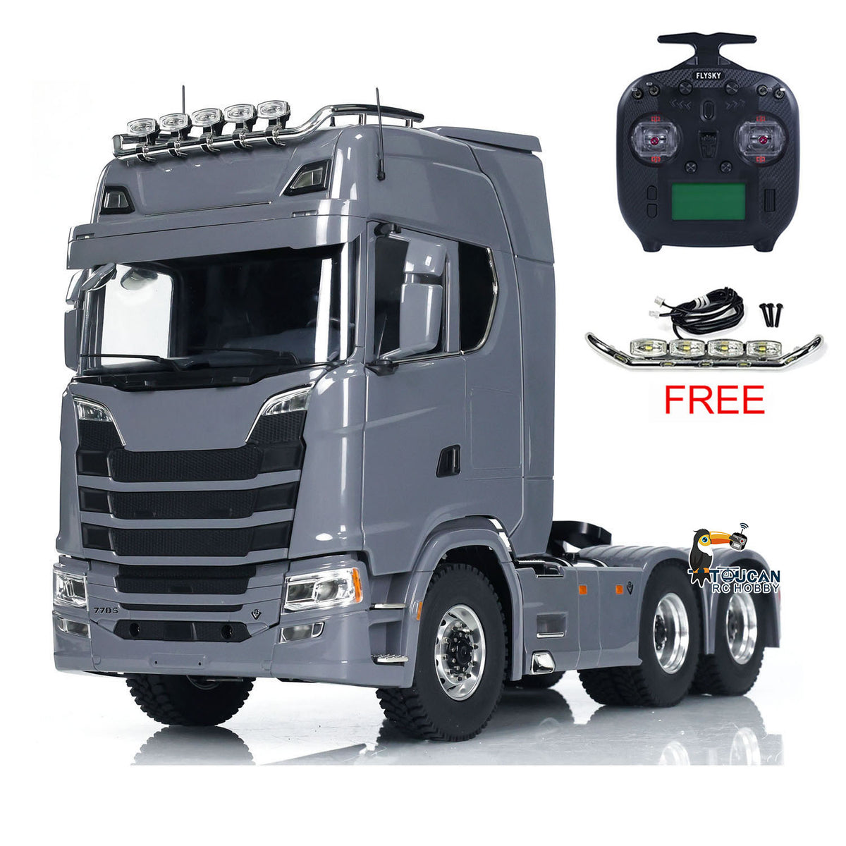 TOUCAN RC HOBBY 1/14 6x6 RC Tractor Truck Remote Control Car Construction Truck Metal Chassis 2-Speed Transmission CNC Differential Lock Axles