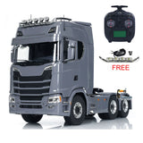 1/14 6x6 RC Tractor Truck Remote Control Car Construction Truck Metal Chassis 2-Speed Transmission CNC Differential Lock Axles