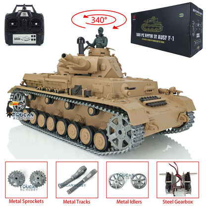 Henglong 1/16 TK7.0 Promotion 3858 German Panzer IV F RTR RC Tank Infrared Combat BB Unit Smoke Metal Tracks Sprockets Idlers Wheels Gearbox