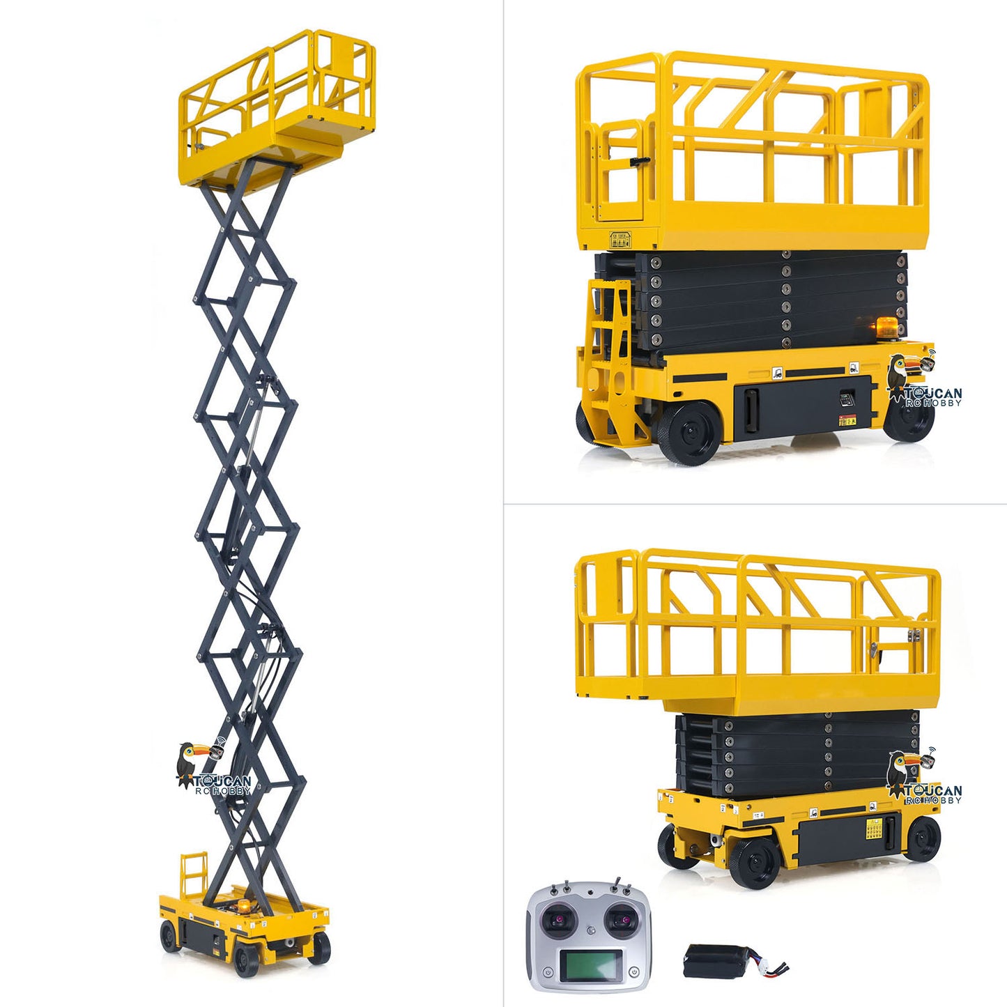 CUT C121 1/14 Metal RC Hydraulic Scissor Lift Aerial Work Platform RTR Construction Vehicle Model I6S Controller Light for Collectors and Diorama Display