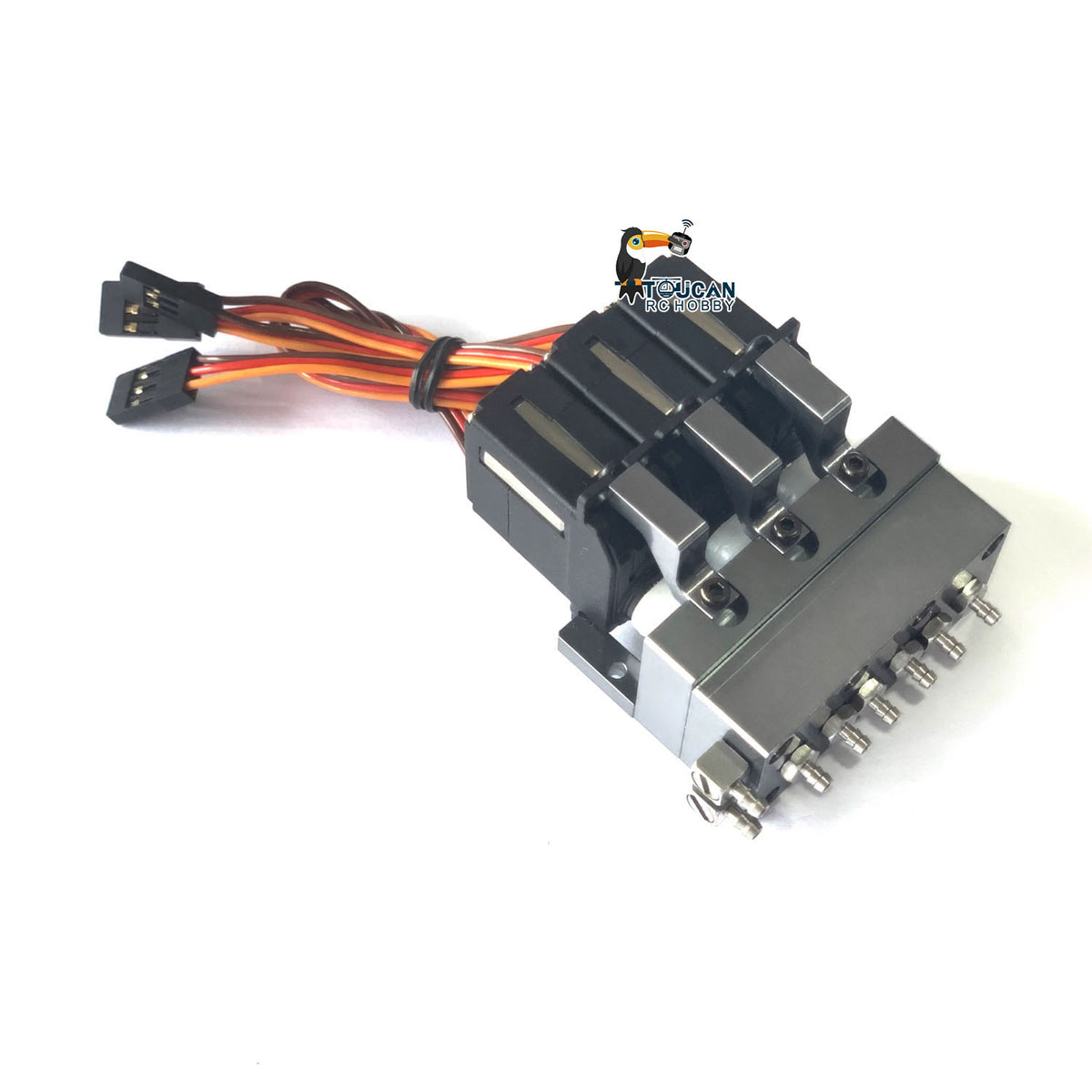 TOUCAN RC HOBBY CUT Model 1-5CH Metal Reversing Valve With 1-5 Servos for 1/14 1/16 Scale Remote Control Excavator Dozer Loader Forklift Truck Model