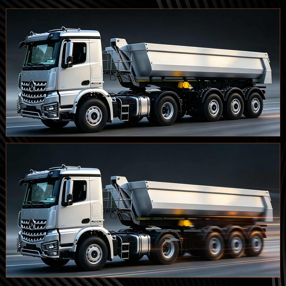 Kabolite 1/14 4X4 5801 RC Sattelzugmaschine 3 Achsen Elektro Hebe Dump Trialer RTR Auto Licht Sound System Batterie Lackiert Montiert