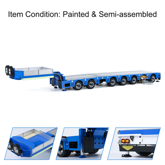 1/14 2+5 Axles RC Metal Heavy Trailer Lowboy Trailer For LESU RC Tractor Truck Radio Controlled Lorry Excavator Loader