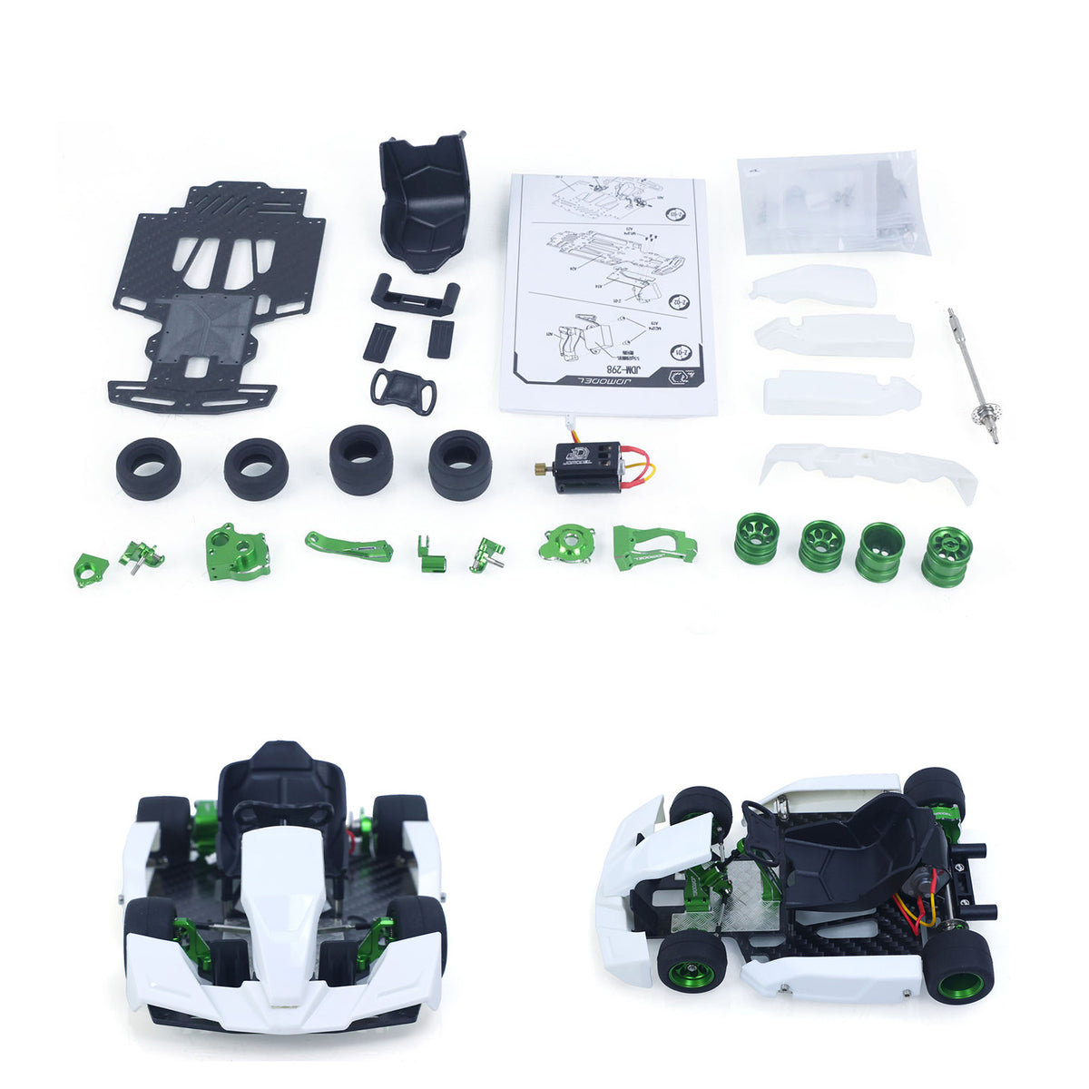 KIT JDM 298A 1/10 4x2 RC Go-Kart Unlimited DIY Model Vehicle Remote Control Electric Racing Car Motor No Battery for Adult