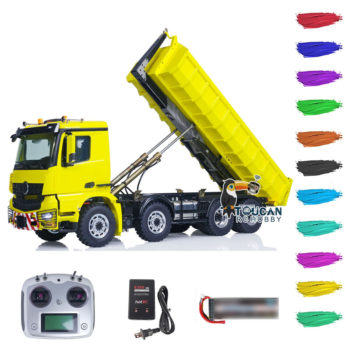 TOUCAN RC HOBBY Customized LESU 1/14 8x8 Hydraulic Machine RC Dumper Truck Remote Control Full Dump Car Hobby Model Sound RTR Painted Assembled