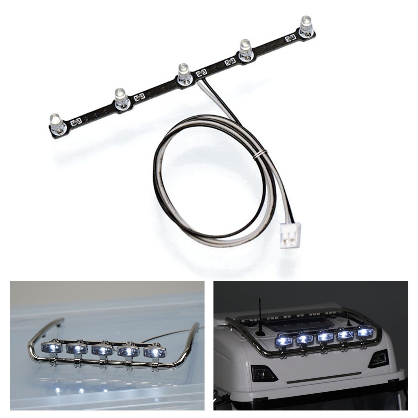 LED-Lampe 3 V-7 V Kunststoff-Dachscheinwerferplatine für 1/14 ferngesteuerten Sattelzugmaschinen-DIY TAMIYA 770S 56368 56371 Modellfahrzeug