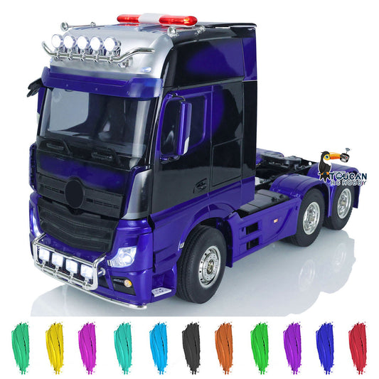Toucanrc 1/14 Scale 3Axles RC Tractor Truck 6x4 W/ Motor ESC Servo Light Sound for Painted Assembled Car Model
