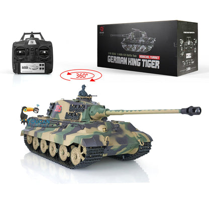 Henglong 1/16 TK7.0 Plastic German King Tiger RTR RC Tank 3888A with 360 Degrees Turret Barrel Recoil Infrared Combat BB Metal Barrel Steel Gearbox