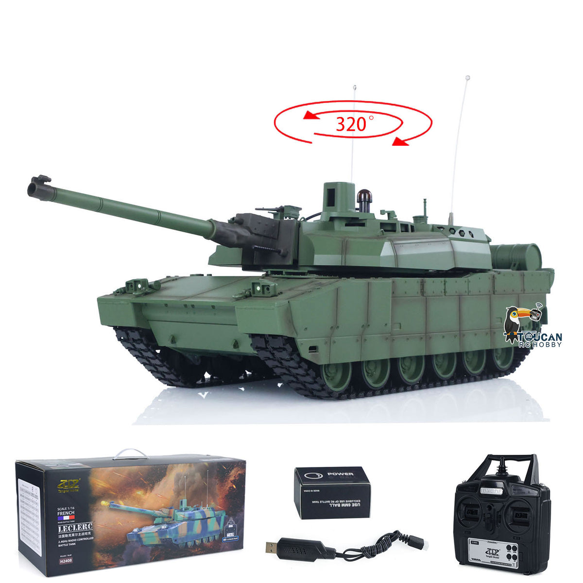 TD 1/16 RC Militärpanzer H2408 Leclerc Kampfpanzer Metallantriebsrad Laufradgetriebe Infrarot BB Laufrückstoß Raucheinheit