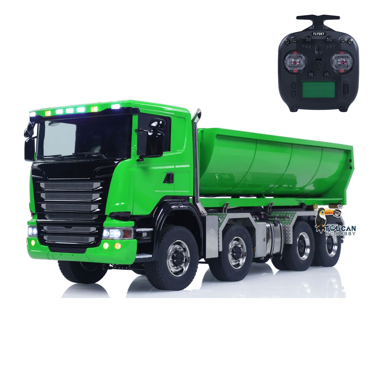 Metall 1/14 Fernbedienung Hydraulische Dump Lkw SC 770S 8X8 RC Volle Kipper Differential Sperre Lichter Sounds FlySky ST8 Radio