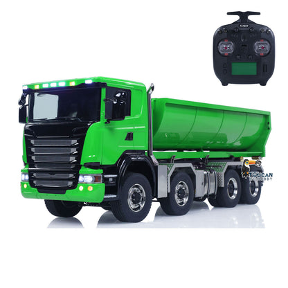 Metall 1/14 Fernbedienung Hydraulische Dump Lkw SC 770S 8X8 RC Volle Kipper Differential Sperre Lichter Sounds FlySky ST8 Radio