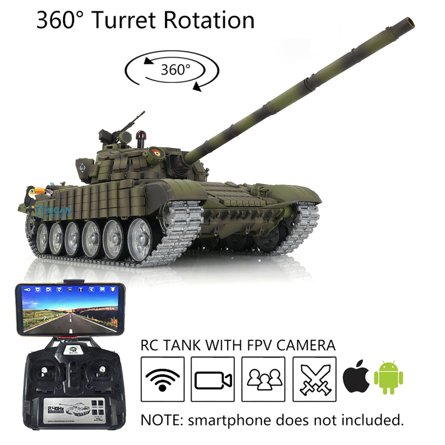 1/16 Maßgeschneiderter Heng Long TK7.0 Ferngesteuerter, fahrbereiter BB IR T72 Panzer 3939 Metallketten Räder FPV Rauch Sound