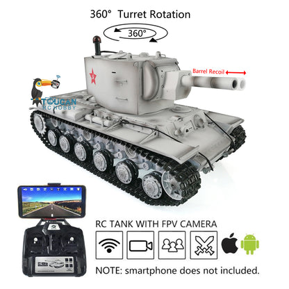 Henglong 1/16 TK7.0 Sowjetischer KV-2 Gigant, betriebsbereit, ferngesteuerter BB-IR-Panzer, 3949 Metalllaufräder, Laufrückstoß, FPV