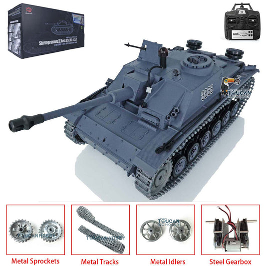 Henglong 1/16 TK7.0 Promotion 3868 German Stug III RTR RC Tank BB Unit IR Smoke Metal Tracks Idlers Sprockets Wheels Gearbox Barrel