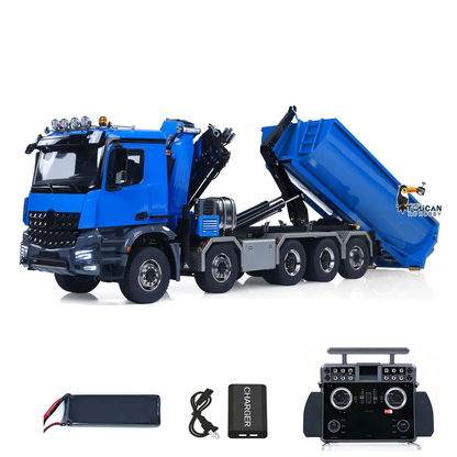 1/14 10x10 Fernbedienung Hydraulische Kran Dump Truck RC Volle Dumper Hinterachse Hebe HobbyWing Bürstenmotor 9CH Stahl Ventil