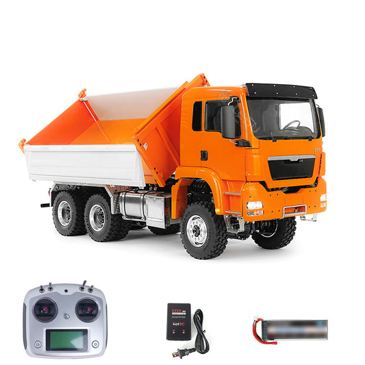 TOUCAN RC HOBBY LESU TGS 1/14 RC Hydraulic Dump Truck 6x6 Metal Remote Control Dumper Car Model Three-Way Dumping Emulated Tipper Hobby Models