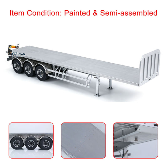 TOUCAN RC HOBBY MD Metal 3Axles Flatbed Trailer Manual Support Legs for 1/14 Remote Control Tractor Truck 770S RC Digger Loader DIY Model