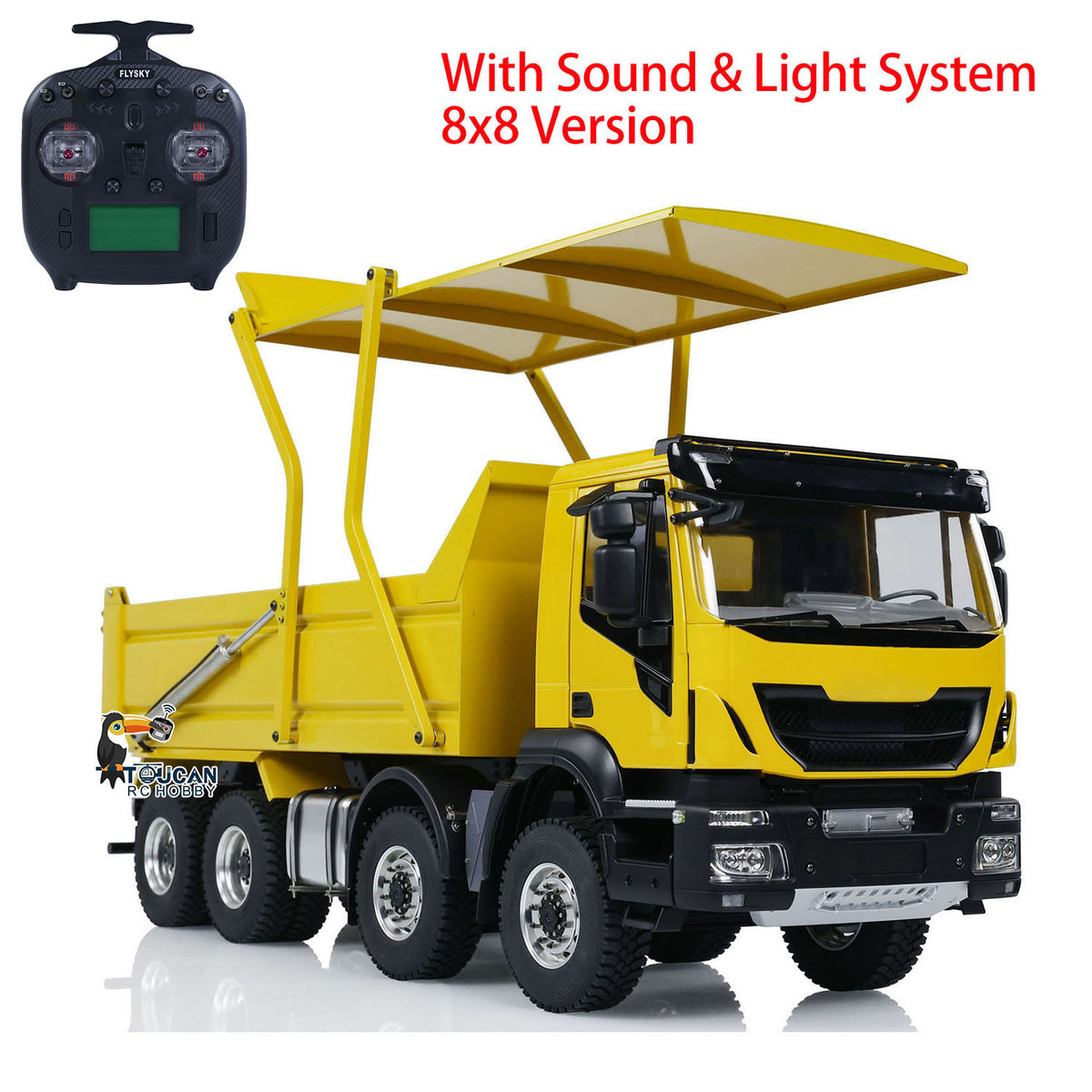 TOUCAN RC HOBBY 1/14 Hydraulic RC Tipper Truck Metal Flip-over Cover Remote Control 8x8 Dump Car Light Sound System