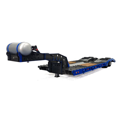 Metal 2-Axle Gooseneck Low Flatbed Trailer 10.6 Inches Width for 1/14 DIY TAMIYA Remote Control Tractor Truck RC Excavator