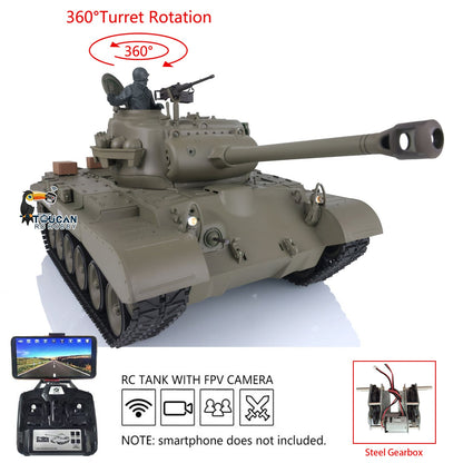 Henglong 1/16 Plastic TK7.0 3838 M26 RTR RC Tank Steel Gearbox FPV 360 Degrees Turret Infrared System Smoke BB Unit Sounds Lights