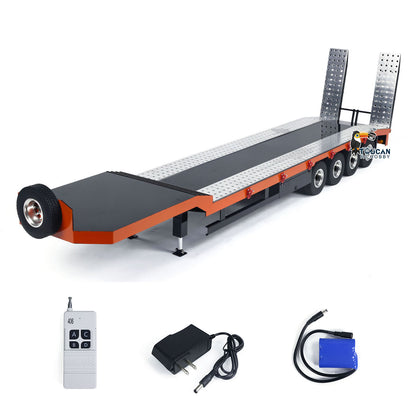 1:14 4-achs Metallanhänger für RC Traktor Auto LKW Elektrische Heckklappe Beine Lackiert Zusammengebaut DIY Modell Batterie