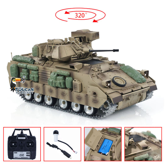TD 1/16 Militär-RC-Panzer M2A2 Funkgesteuerte Panzer-Kampffahrzeuge Bradley Metallketten lackiert und montiert 44 * 20,8 * 20 cm