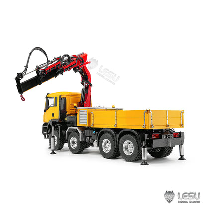 TOUCAN RC HOBBY PROMOTION LESU Metal 1/14 RC Hydraulic Crane Truck 8X8 3Speed Remote Control Lorry Model 7CH Valve 6 Outriggers Light Sound Axle Diff Lock