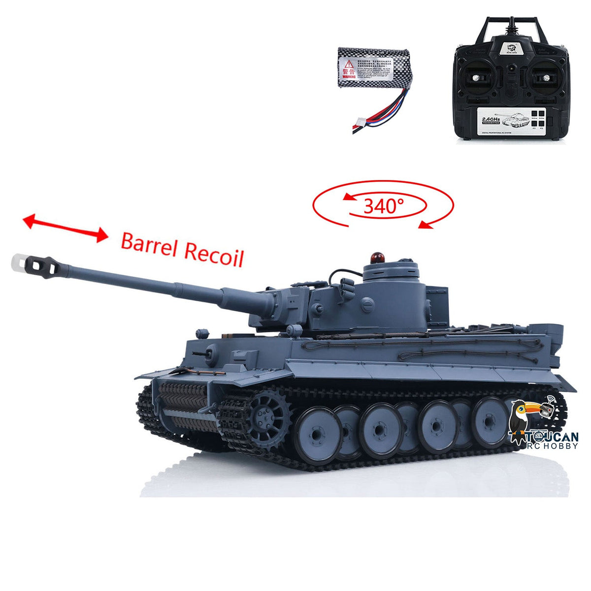 Henglong 1/16 TK7.0 Plastic German Tiger I RTR RC Tank 3818 Infrared Combat BB Sounds Lights Smoke Model Metal Barrel Recoil