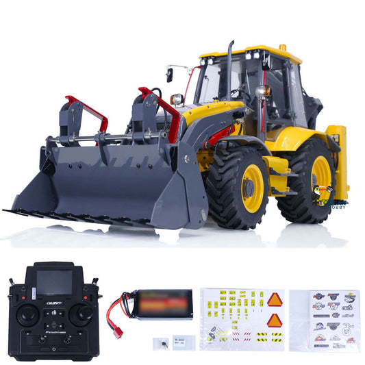 €150 OFF 11.11 BIG SALE LESU 1/14 Metal Hydraulic RC Backhoe Loader AOUE BL71 2 in 1 Electric Excavator