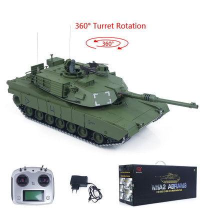 1/16 TOUCAN 3918 Abrams M1A2 RC Tank 360 Degree Turret Barrel Recoil Firing Flash Smoke Metal Gearbox Drive Idler Road Wheels