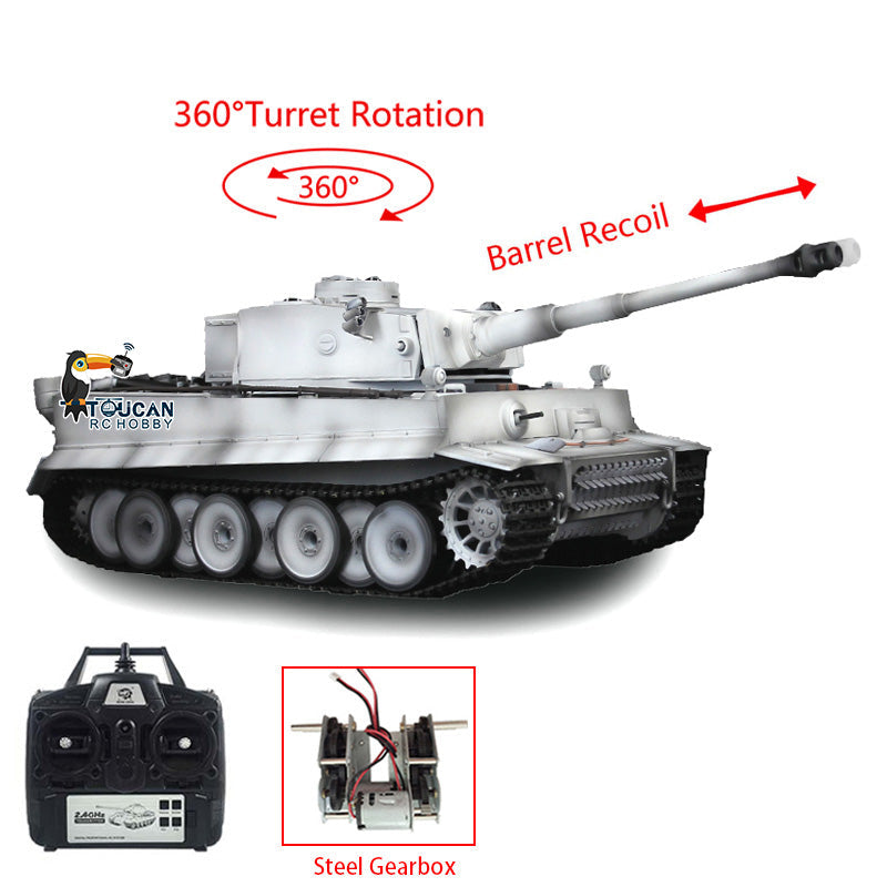 Henglong 1/16 TK7.0 German Tiger I RTR RC Tank 3818 with Barrel Recoil 360 Degrees Turret BB IR Smoke Metal Tracks Sprockets Idlers Road Wheels