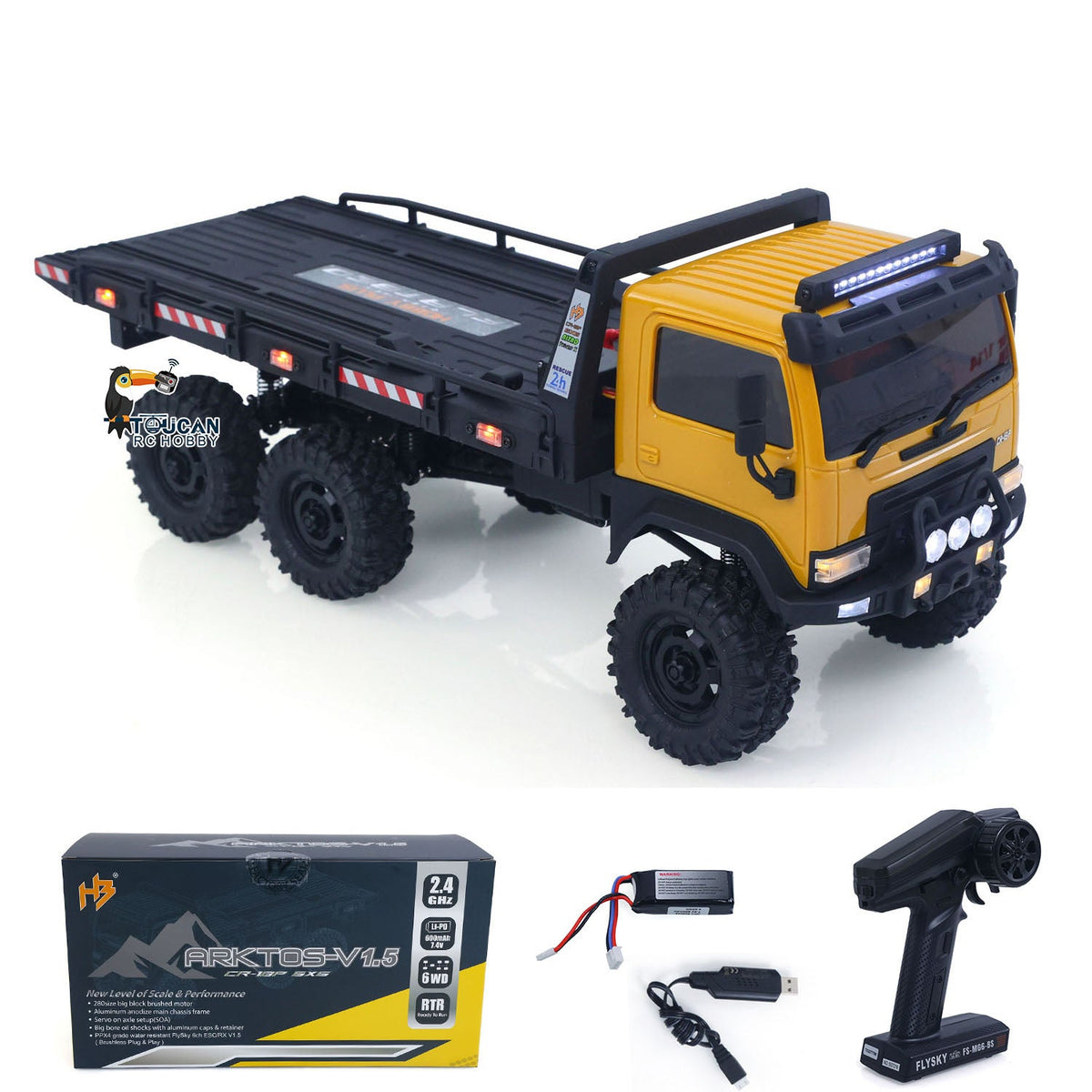 TOUCAN RC HOBBY Fast Free Shipping for EU Hobby Plus 1/18 Remote Control Off Road Car 6X6 RC Flatbed Truck 2Speed Gearbox Flysky ESC 280 Brushed Motor 6CH Radio RTR