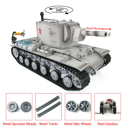 Henglong 1/16 TK7.0 Promotion Soviet KV-2 RTR RC Tank 3949 with Barrel Recoil BB IR Smoke Effect Metal Tracks Sprockets Idlers Wheels