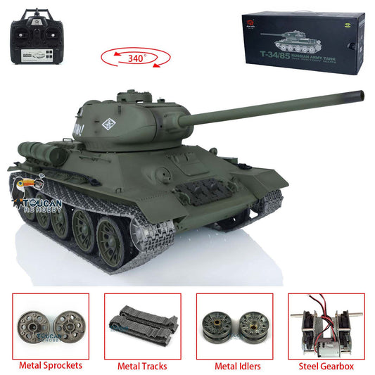 Henglong 1/16 TK7.0 Promotion Soviet Union T34-85 3909 RTR RC Tank BB Infrared Combat Smoke Metal Barrel Tracks Sprockets Idlers Wheels