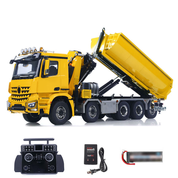 1/14 10x10 Fernbedienung Hydraulische Kran Dump Truck RC Volle Dumper Hinterachse Hebe HobbyWing Bürstenmotor 9CH Stahl Ventil