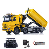 1/14 10x10 Remote Control Hydraulic Crane Dump Truck RC Full Dumper Rear Axle Lifting HobbyWing Brushed Motor 9CH Steel Valve