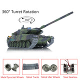 2,4G Henglong 1/16 Maßstab TK7.0 Metall Leopard2A6 Betriebsbereiter ferngesteuerter Panzer 3889 mit 360° Turmketten Kettenräder Leiträder