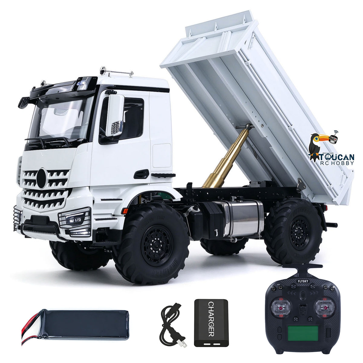 TOUCAN RC HOBBY MD 3363 1/14 4x4 Metal RC Dumper Remote Control Hydraulic Tipper 2Speed Gearbox Differential Locks ST8 Remote Controller for Adults